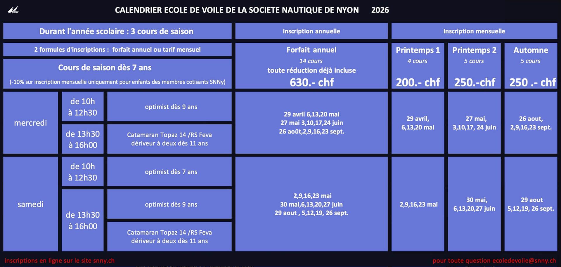 Cours de saison EV 2026 SNNy