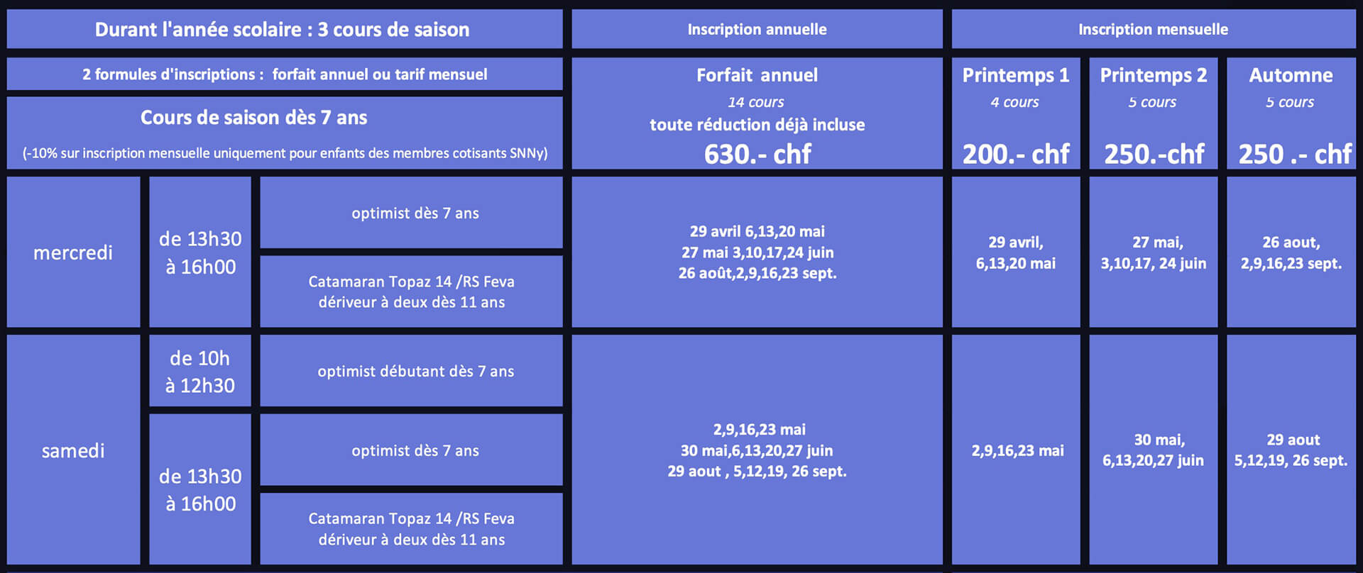 programme EV saison 11.03 2026 site